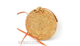 Bali Handbag Rattan Circle Around Motif Flower Hand Woven